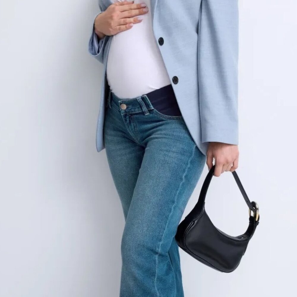 DL1961 Maternity Straight-Leg Jeans in Medium Blue